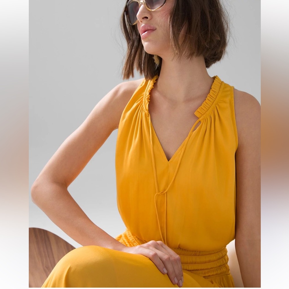 White House black market Elegant Yellow Women's long dress NWT - Picture 3 of 9